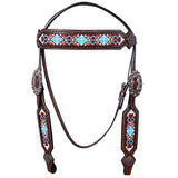 Western Horse Headstall American Leather Brown Hilason