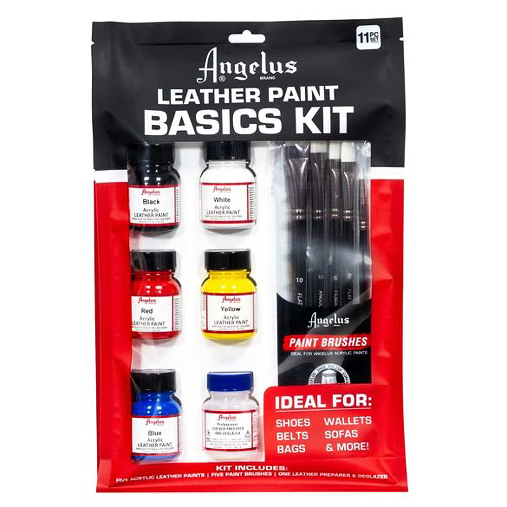 Angelus Leather Paint Basics Kit Of Assorted Colors 1 Ounce