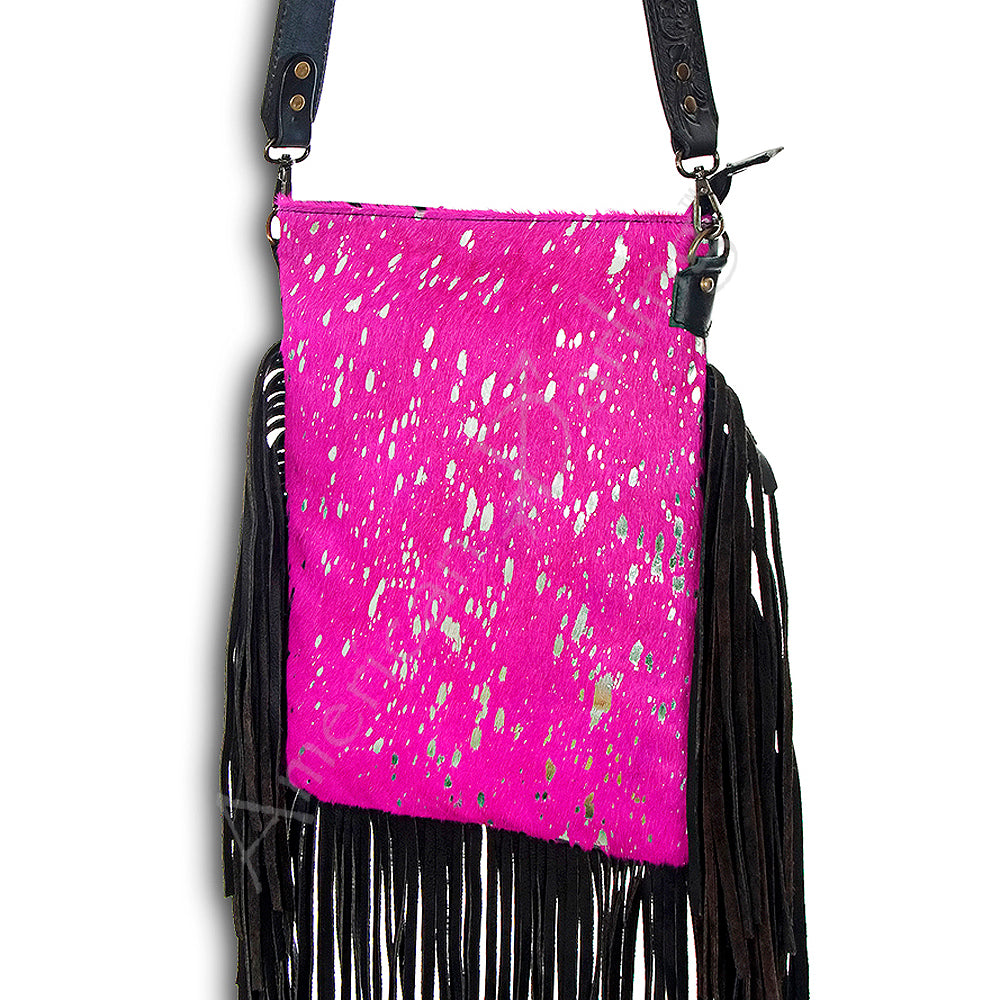 American Darling ADBGS192PKACSL Messenger Hair On Genuine Leather Women Bag Western Handbag Purse