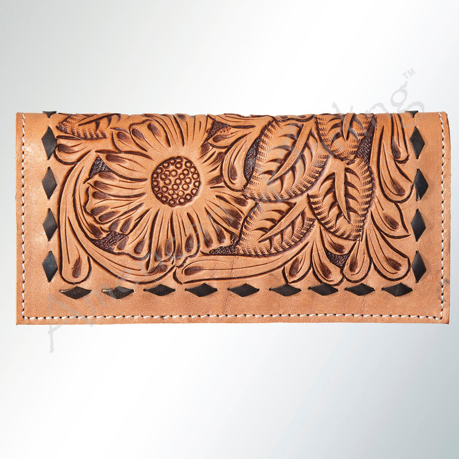 American Darling Wallet Bag, Genuine Hair-On Cowhide, Vegetable-Tanned Full Grain Leather, Western Style Slim Travel Wallet