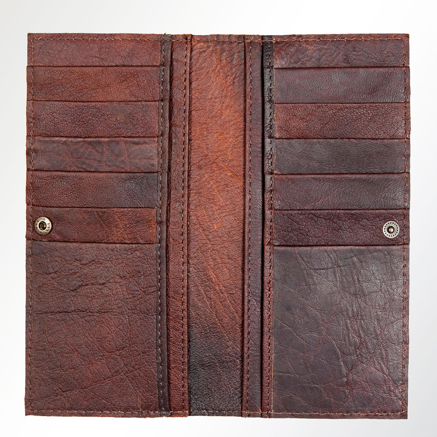 American Darling Wallet Bag, Genuine Hair-On Cowhide, Vegetable-Tanned Full Grain Leather, Western Style Slim Travel Wallet