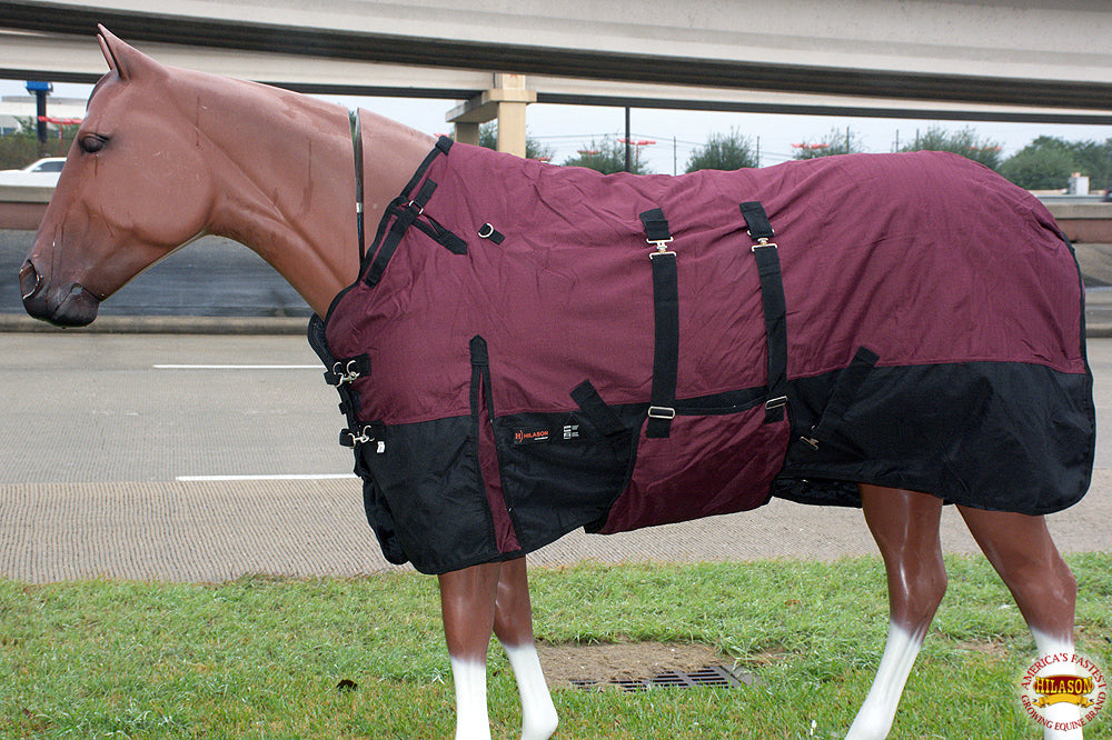 Hilason 1200D Turnout Light Winter Waterproof Rain Sheet Horse Black
