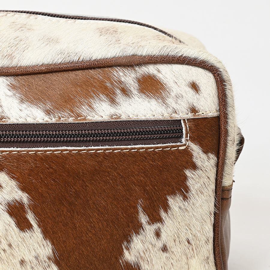 American Darling Toiletry Bag Handcrafted from Hair-On Cowhide and Genuine Leather with YKK Zipper and Large Capacity