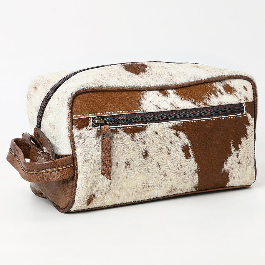 American Darling Toiletry Bag Handcrafted from Hair-On Cowhide and Genuine Leather with YKK Zipper and Large Capacity