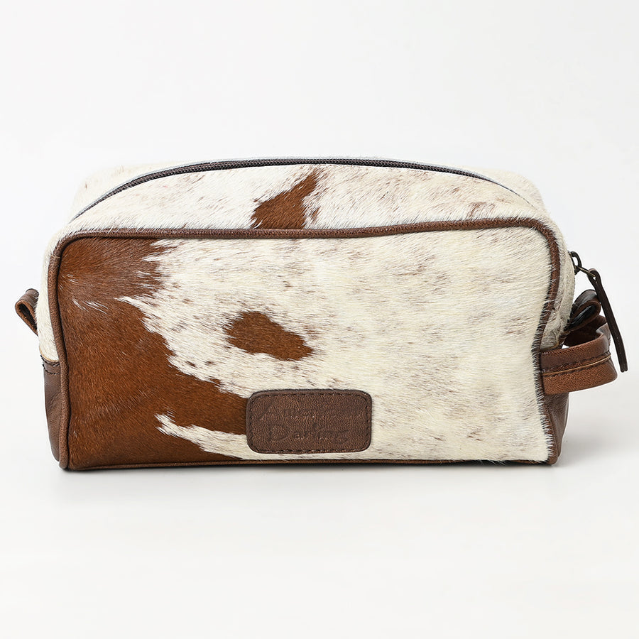 American Darling Toiletry Bag Handcrafted from Hair-On Cowhide and Genuine Leather with YKK Zipper and Large Capacity