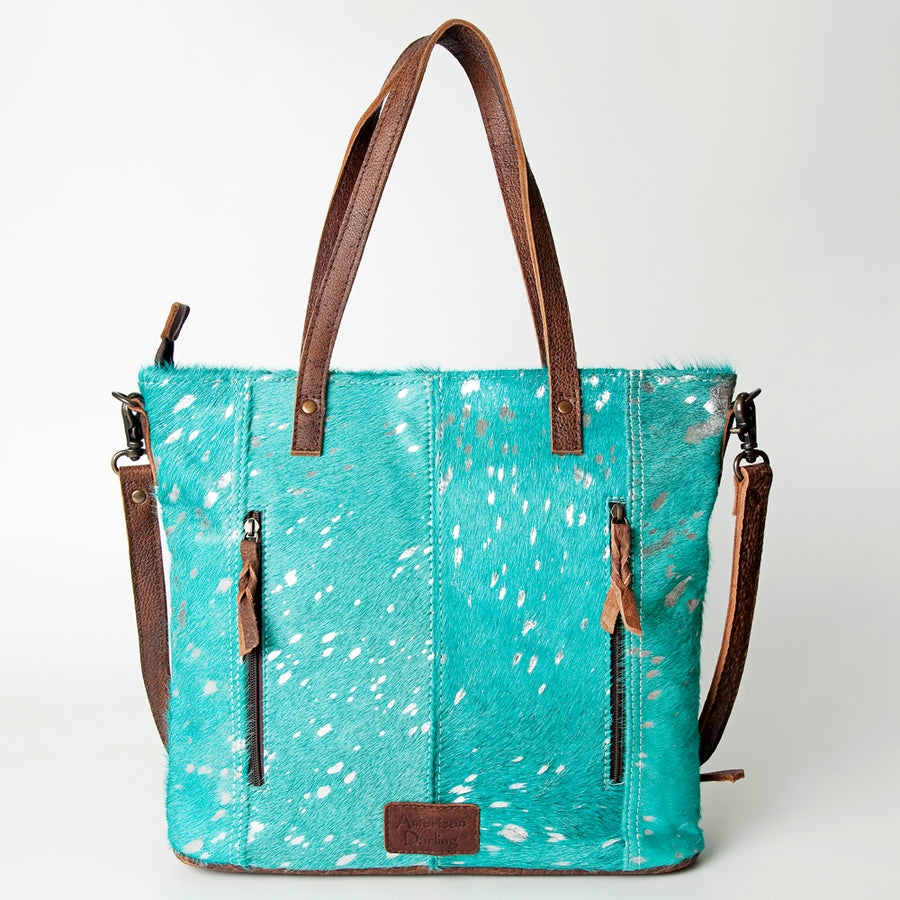 American Darling Hair-on Cowhide Tote Bag – Genuine Leather Western Handbag Adjustable Strap