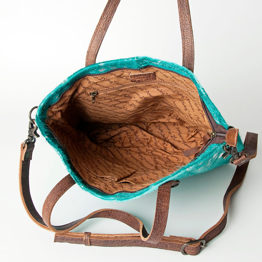 American Darling Hair-on Cowhide Tote Bag – Genuine Leather Western Handbag Adjustable Strap