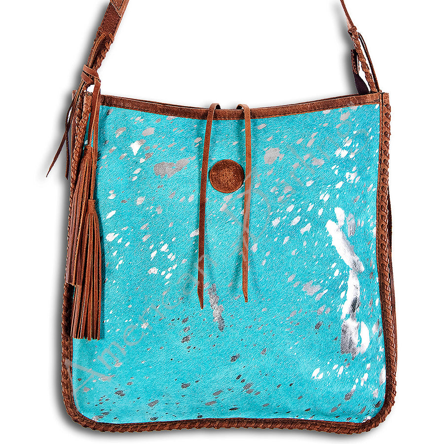 American Darling Messenger Saddle Blanket Fabric Genuine Leather Western Women Bag Handbag Purse | Cute