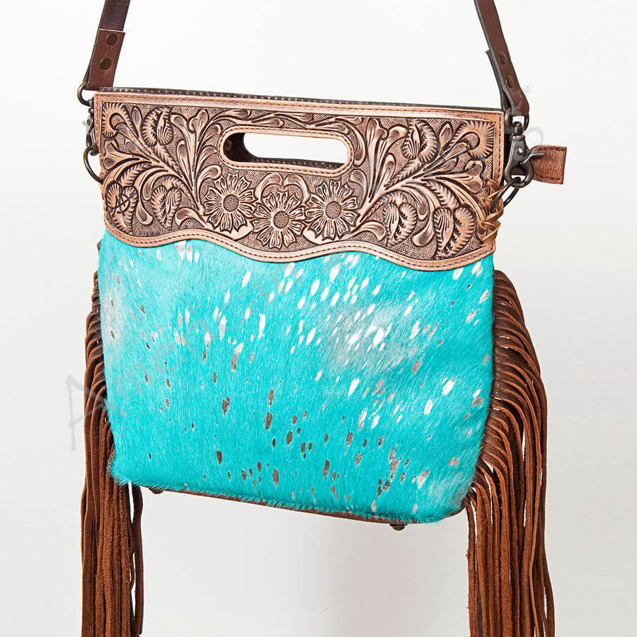 American Darling Clutch Hand Tooled Hair on Genuine Leather Western Women Bag Handbag Purse | Purses for Cute - Uhorse