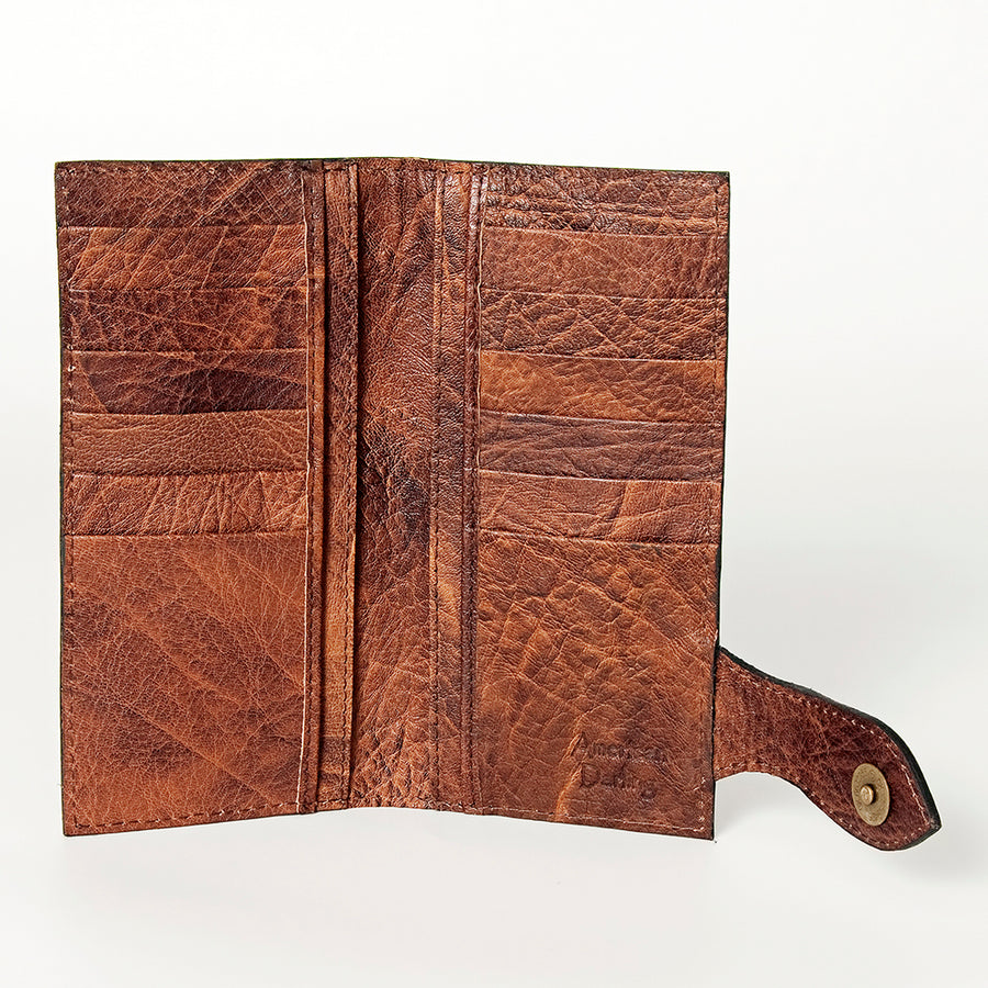 American Darling Wallet Bag Handcrafted from Hand Tooled Floral Genuine Leather with YKK Zipper and Large Capacity