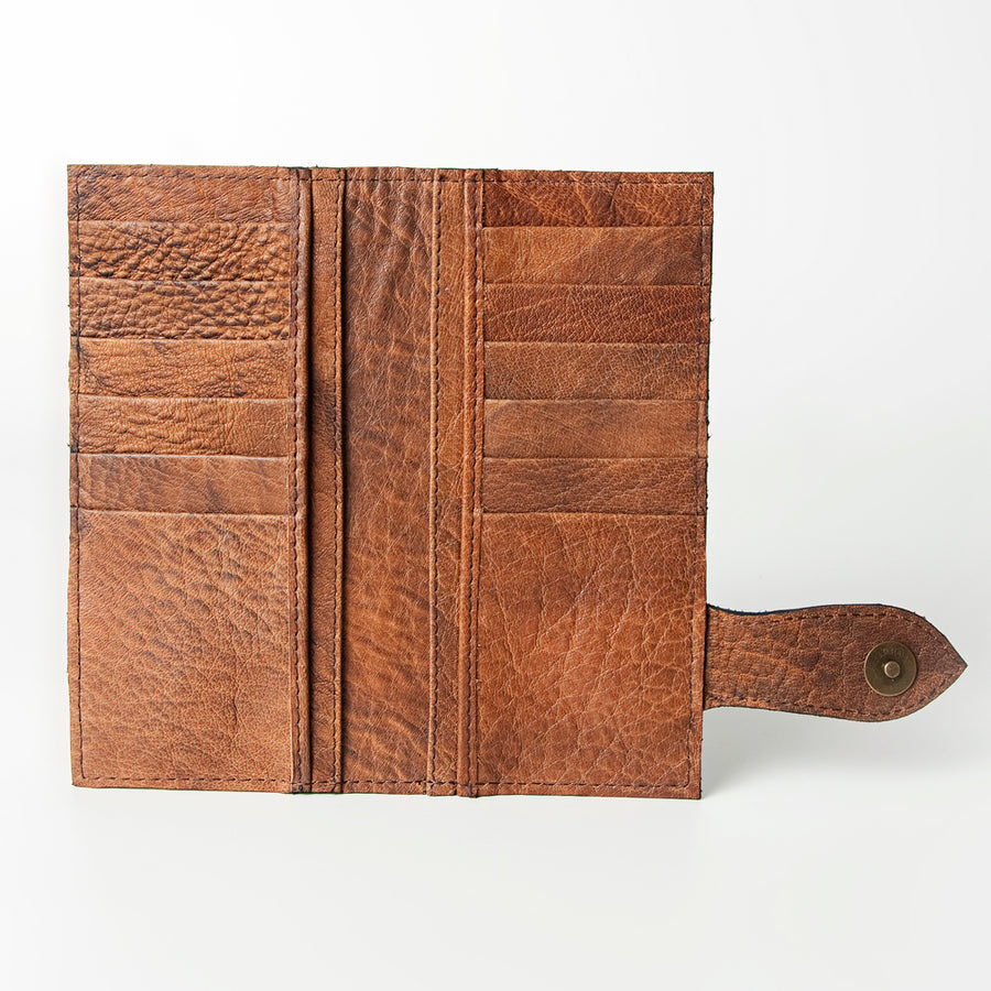 American Darling Wallet Bag Handcrafted from Hand Tooled Floral Genuine Leather with YKK Zipper and Large Capacity