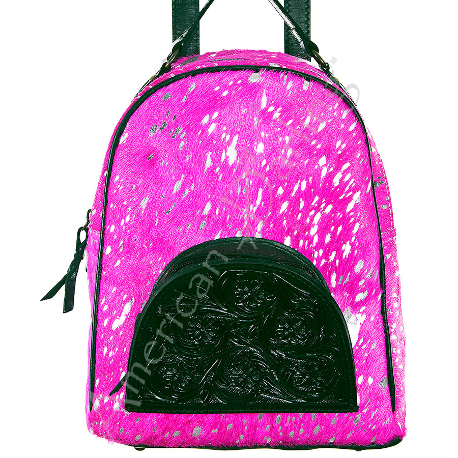 American Darling Backpack Hand Tooled Hair on Genuine Leather Western Women Bag | for Laptop School Purse Travel - Uhorse