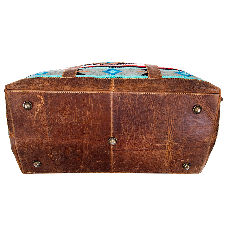 American Darling Duffel Bag Handcrafted from Hand Woven Saddle Blanket and Genuine Leather with YKK Zipper and Large Capacity