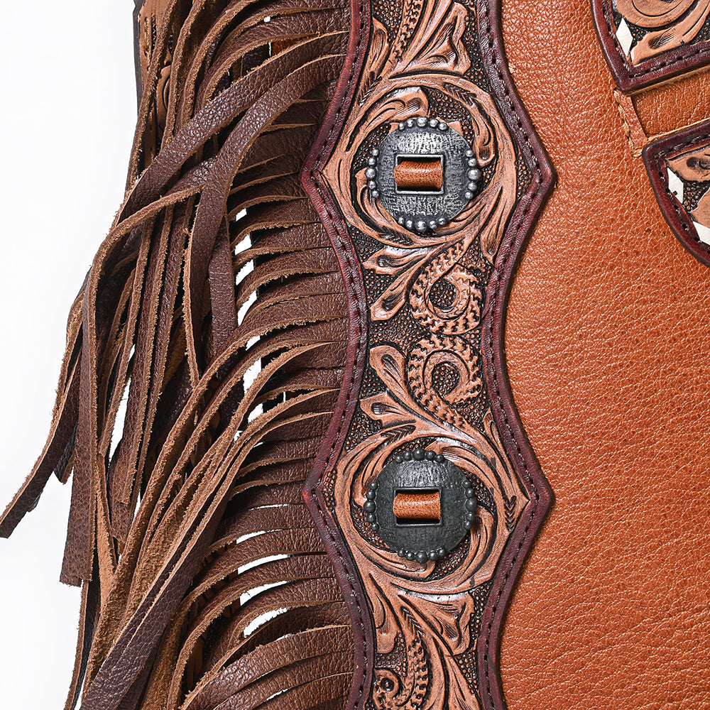 American Darling ADBG465 Chaps Bag Hand Tooled Genuine Leather Women Bag Western Handbag Purse