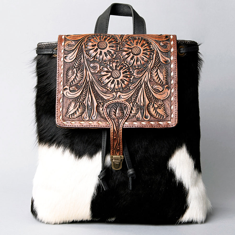 American Darling Backpack Hand Tooled Hair on Genuine Leather Western Women Bag | for Laptop School Purse Travel