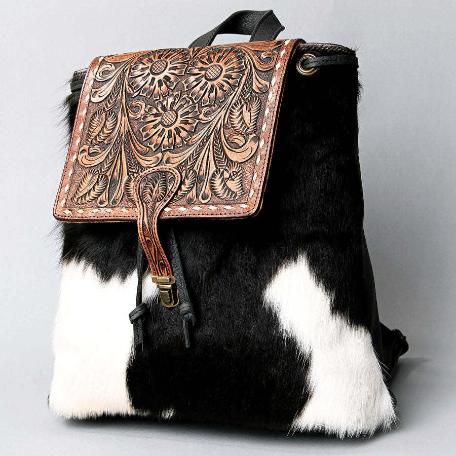American Darling Backpack Hand Tooled Hair on Genuine Leather Western Women Bag | for Laptop School Purse Travel - Uhorse