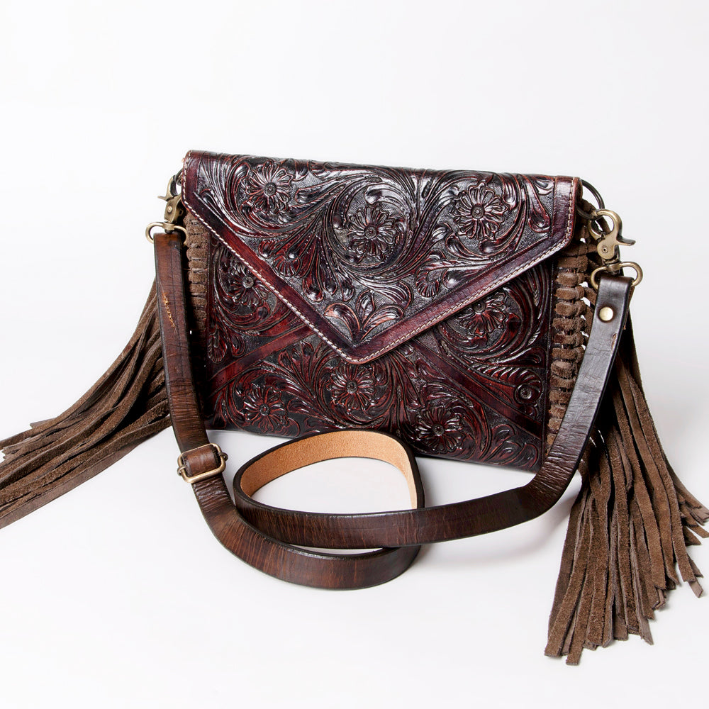 American Darling ADBG476ANTBR Envelope Hand Tooled Genuine Leather Women Bag Western Handbag Purse