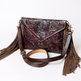 American Darling ADBG476ANTBR Envelope Hand Tooled Genuine Leather Women Bag Western Handbag Purse