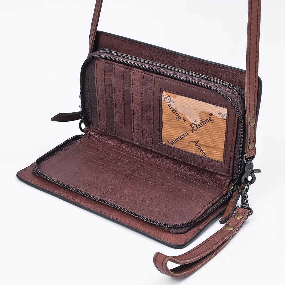 American Darling ORGANISER Upcycled Wool Genuine Leather women bag western handbag purse