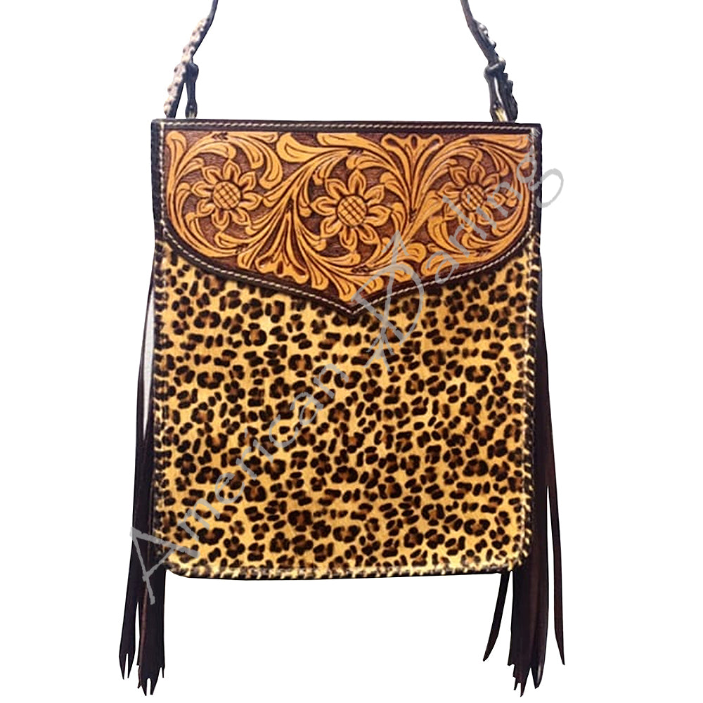 American Darling Cross Body hand Tooled Hair On-Genuine Leather Western Women Bag Handbag Purse | Crossbody for Cute