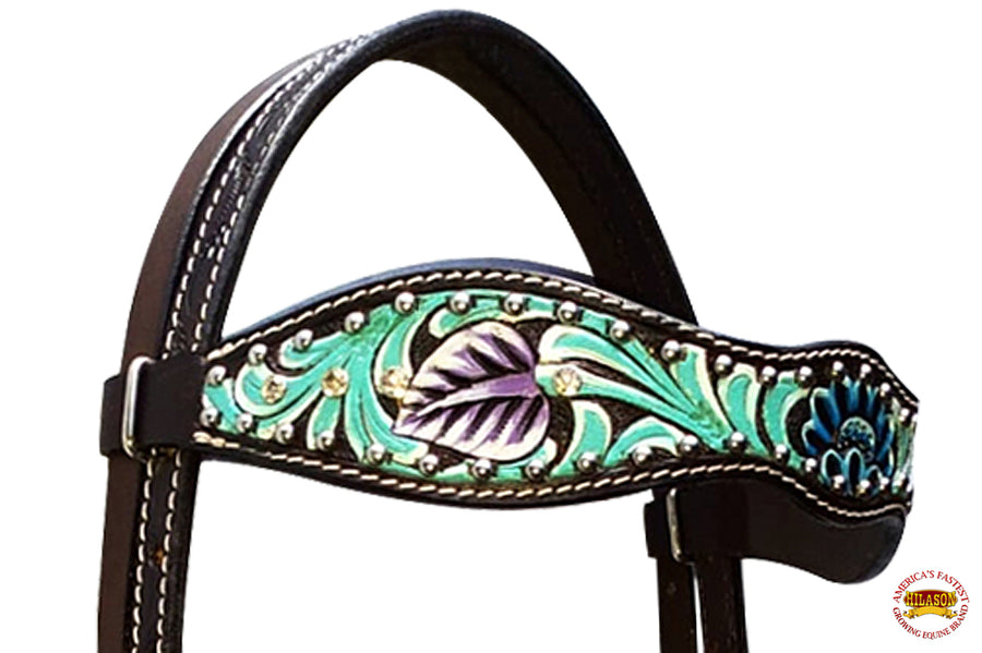HILASON Western Horse Headstall Tack American Leather Floral Carving | Bridle