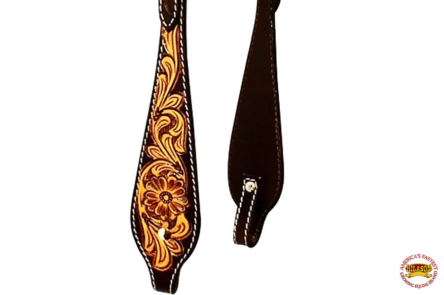 HILASON Western Horse Headstall & Breast Collar American Leather Brown | Tack Set for Horses