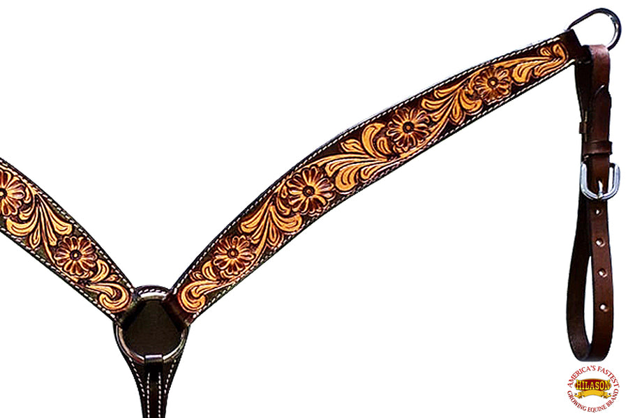 HILASON Western Horse Headstall & Breast Collar American Leather Brown | Tack Set for Horses