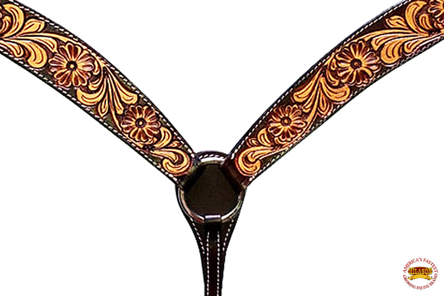 HILASON Western Horse Headstall & Breast Collar American Leather Brown | Tack Set for Horses