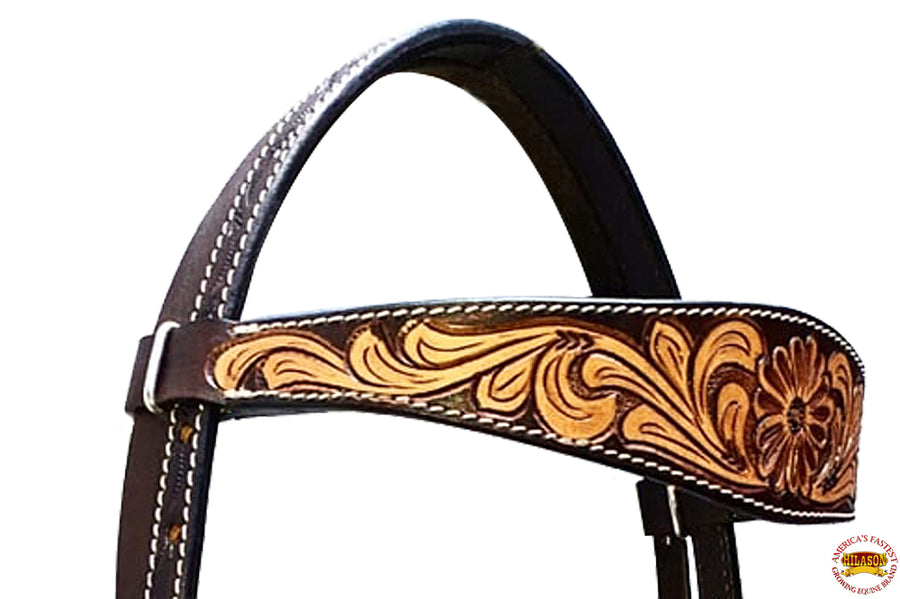 HILASON Western Horse Headstall & Breast Collar American Leather Brown | Tack Set for Horses