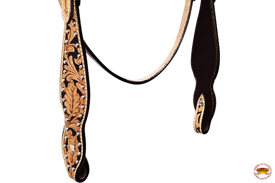 Hilason Western Horse Headstall Breast Collar American Leather Painted Tan Black