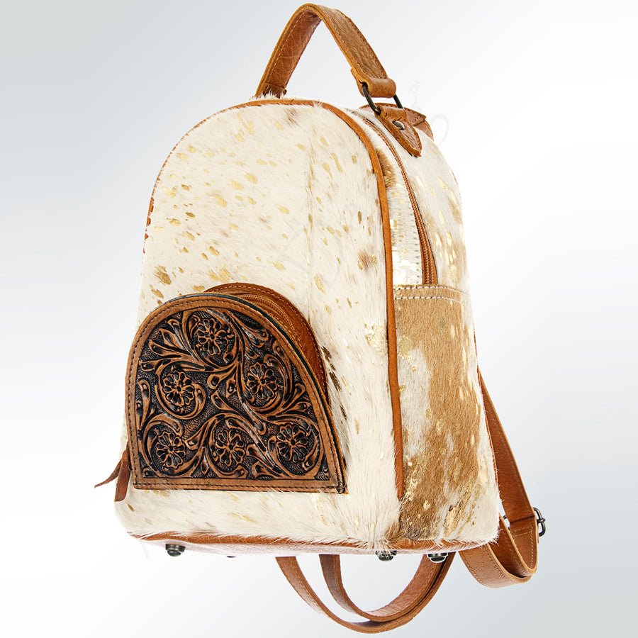American Darling Backpack Hand Tooled Hair on Genuine Leather Western Women Bag | for Laptop School Purse Travel - Uhorse