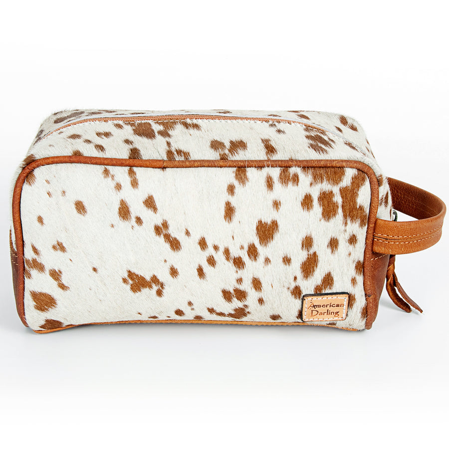 American Darling Toiletry Bag Handcrafted from Hair-On Cowhide and Genuine Leather with YKK Zipper and Large Capacity