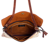 American Darling ADBG405TAW Envelope Hand Tooled Hair On Genuine Leather Women Bag Western Handbag Purse