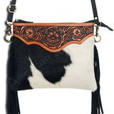 American Darling Small Crossbody Hand Tooled Hair On Genuine Leather Women Bag Western Handbag Purse