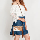 American Darling Small Crossbody Hand Tooled Hair On Genuine Leather women bag western handbag purse