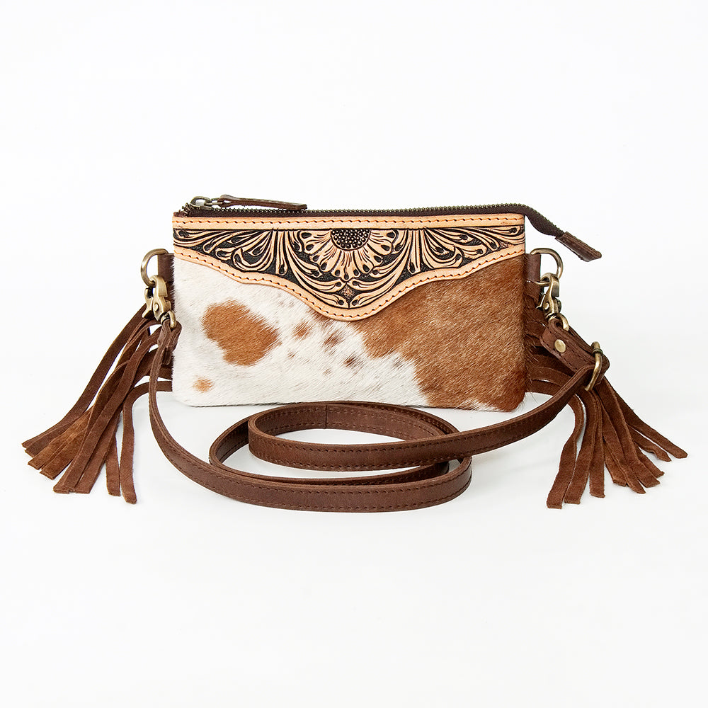 American Darling Small Crossbody Hand Tooled Hair On Genuine Leather women bag western handbag purse