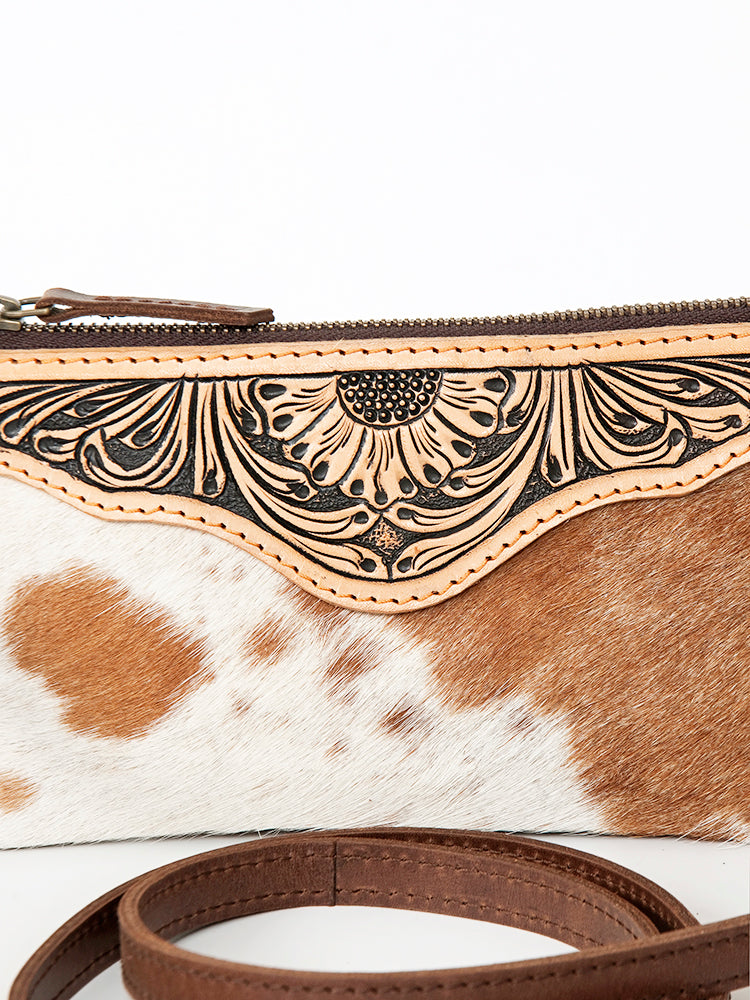 American Darling Small Crossbody Hand Tooled Hair On Genuine Leather women bag western handbag purse