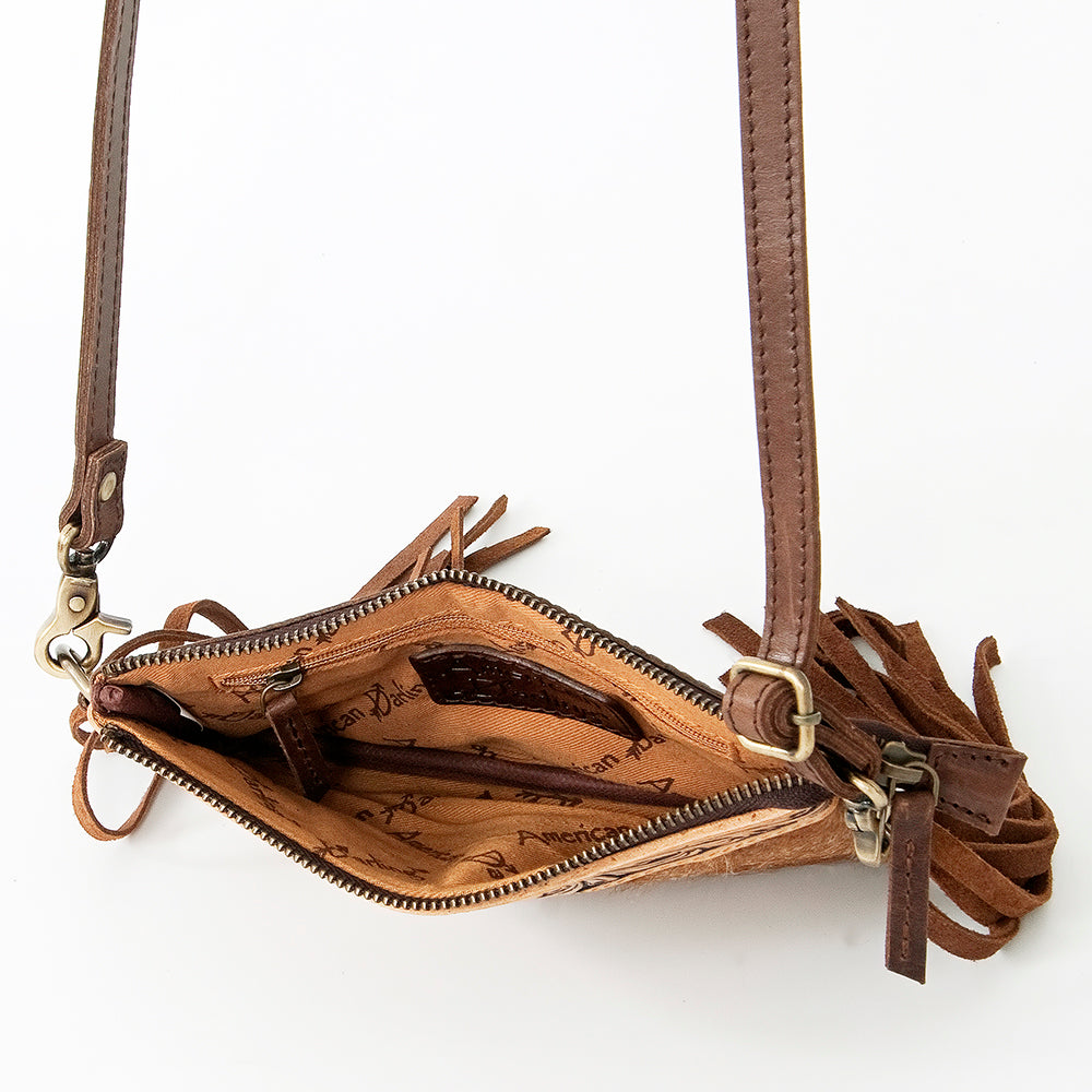 American Darling Small Crossbody Hand Tooled Hair On Genuine Leather women bag western handbag purse