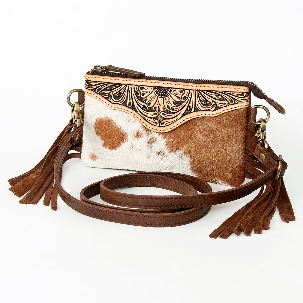 American Darling Small Crossbody Hand Tooled Hair On Genuine Leather women bag western handbag purse
