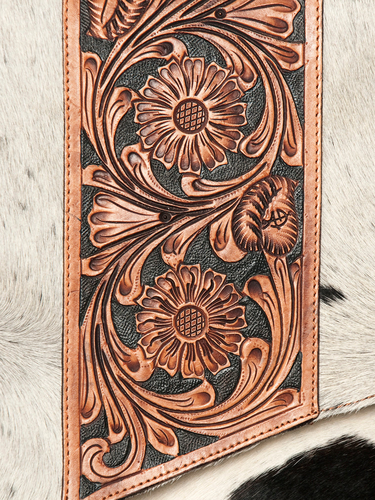 American Darling Messenger Hand Tooled Hair On Genuine Leather Western Women Bag Handbag Purse | Cute