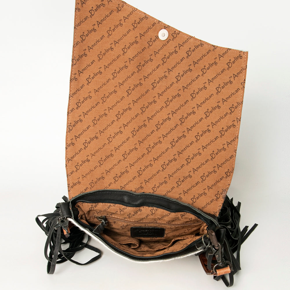 American Darling Messenger Hand Tooled Hair On Genuine Leather Western Women Bag Handbag Purse | Cute