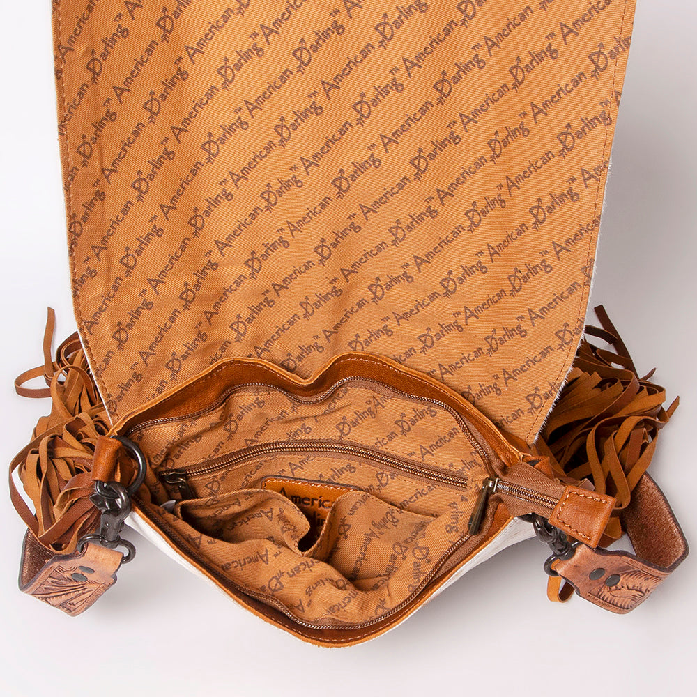 American Darling Messenger Hand Tooled Hair On Genuine Leather Western Women Bag Handbag Purse | Cute