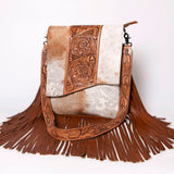 American Darling Messenger Hand Tooled Hair On Genuine Leather Western Women Bag Handbag Purse | Cute