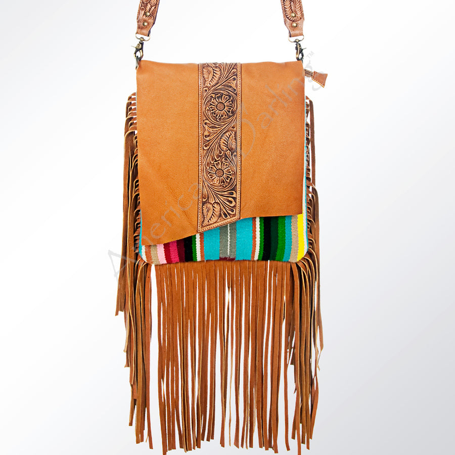 American Darling Messenger Hand Tooled Saddle Blanket Genuine Leather Western Women Bag Handbag Purse | Crossbody for Cute