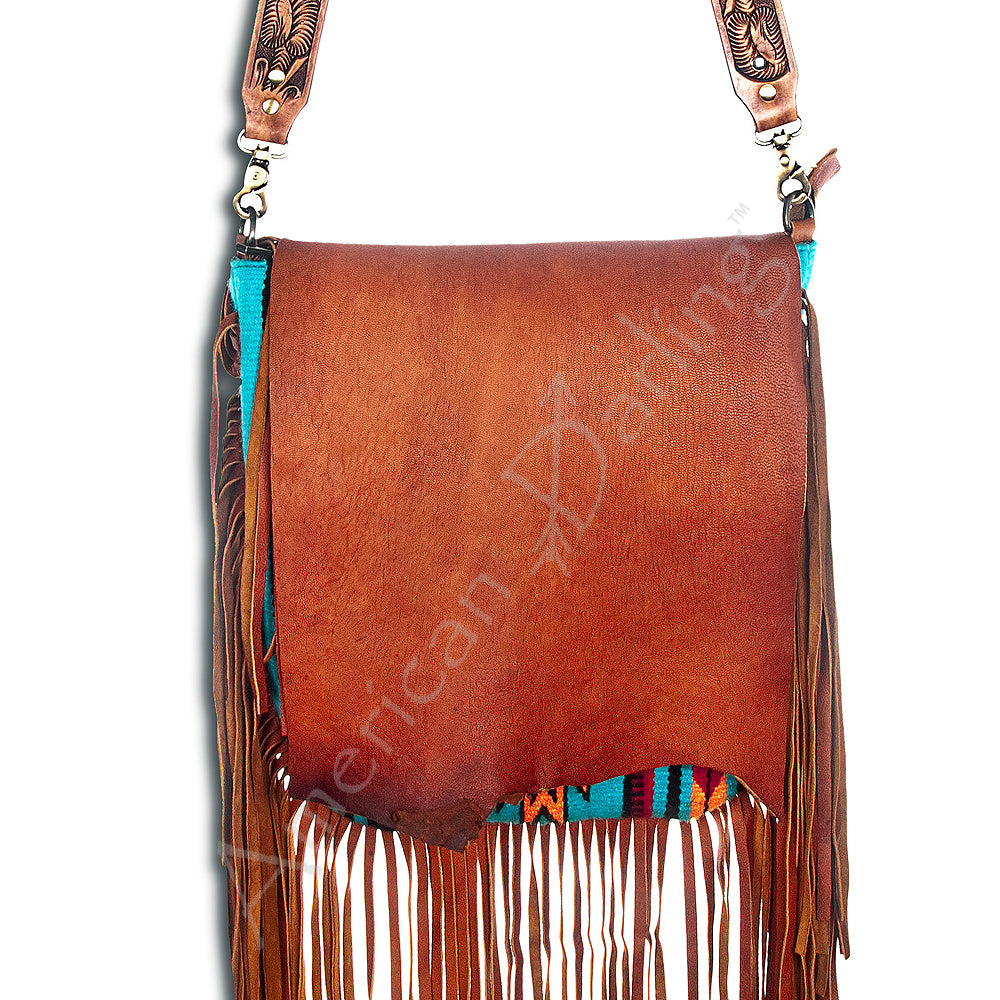 American Darling Large Crossbody Saddle Blanket Genuine Leather Western Women Bag Handbag Purse | Travel Bags College Casual