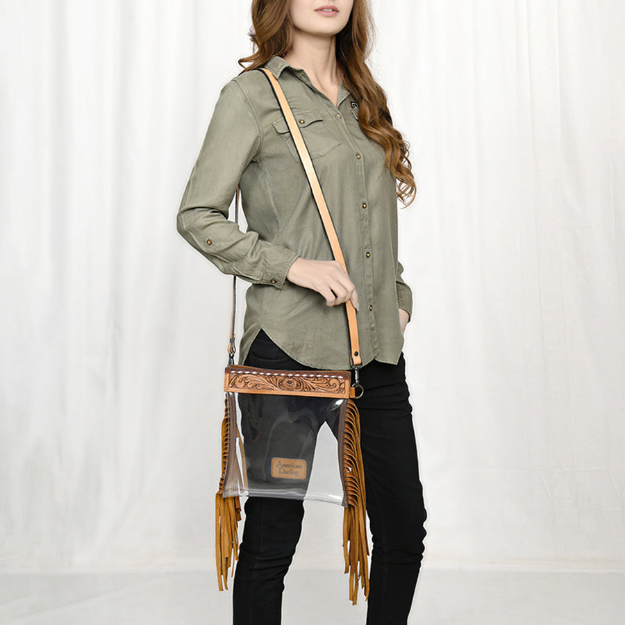 American Darling Clear Bag Hand Tooled Genuine Leather Western Women Handbag Purse | for Cute
