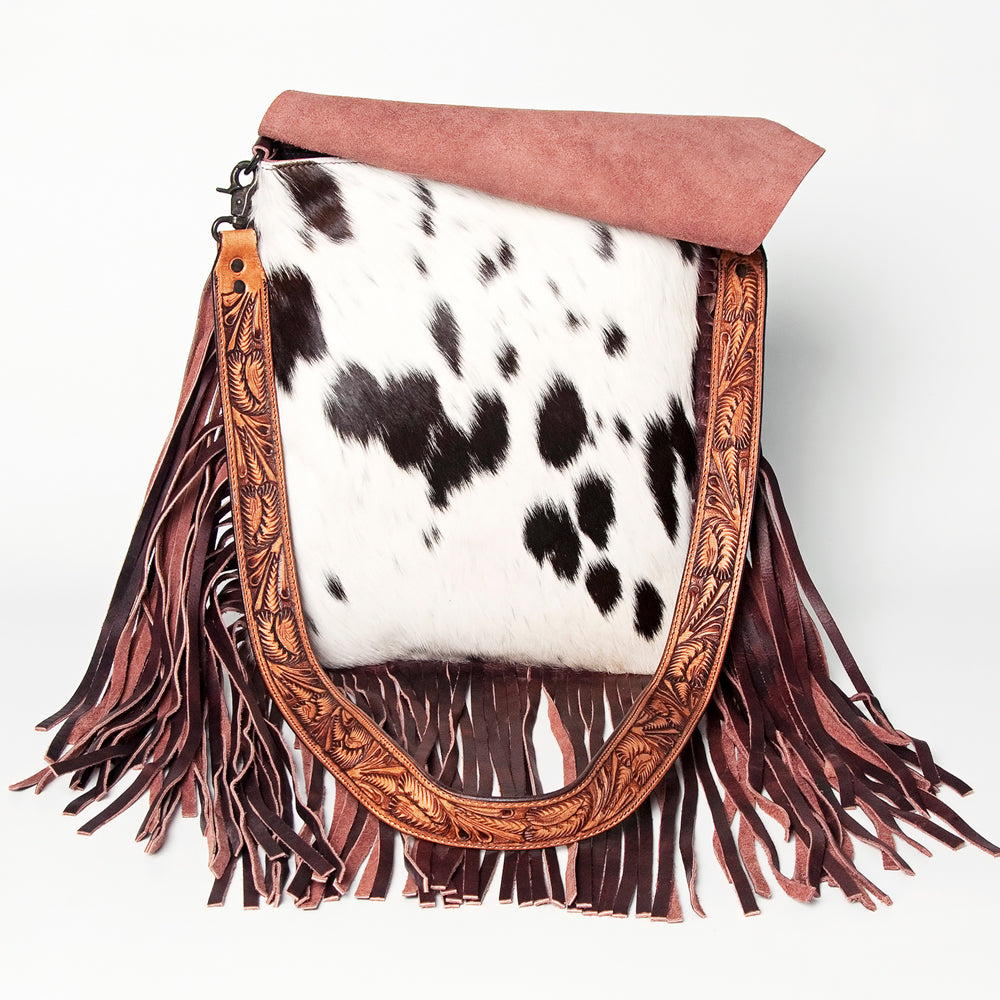 American Darling Messenger Hand Tooled Hair On Genuine Leather Western Women Bag Handbag Purse | Cute