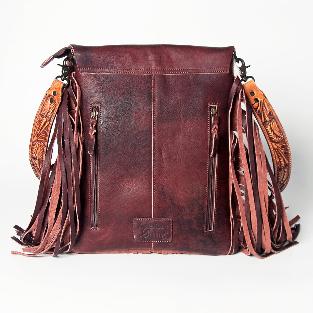 American Darling Messenger Hand Tooled Hair On Genuine Leather Western Women Bag Handbag Purse | Cute