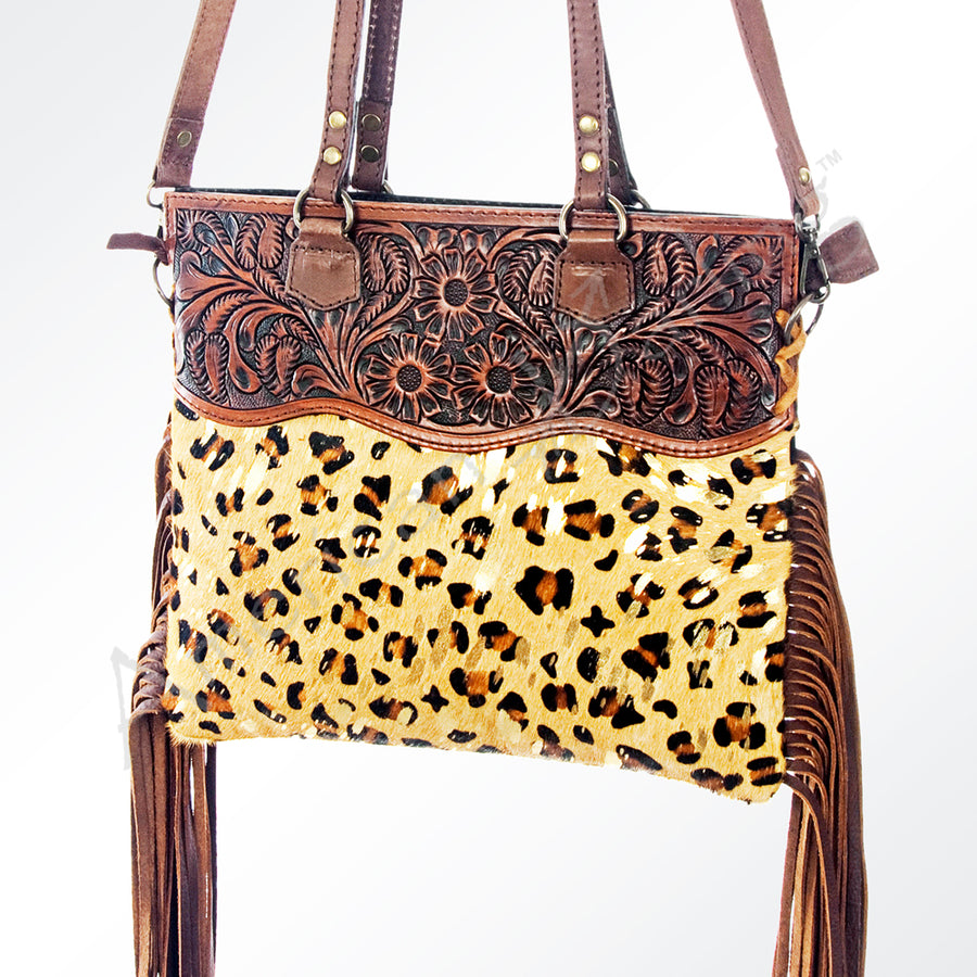 American Darling Messenger Hand Tooled Hair on Genuine Leather Western Women Bag Handbag Purse | Travel Bags - Uhorse