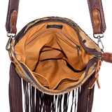 American Darling ADBGS192BRAC1 Messenger Hair On Genuine Leather Women Bag Western Handbag Purse